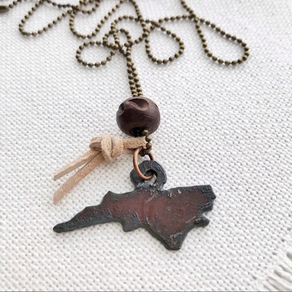 Rustic NORTH CAROLINA Handmade Boho State Necklace - Picture 3 of 6